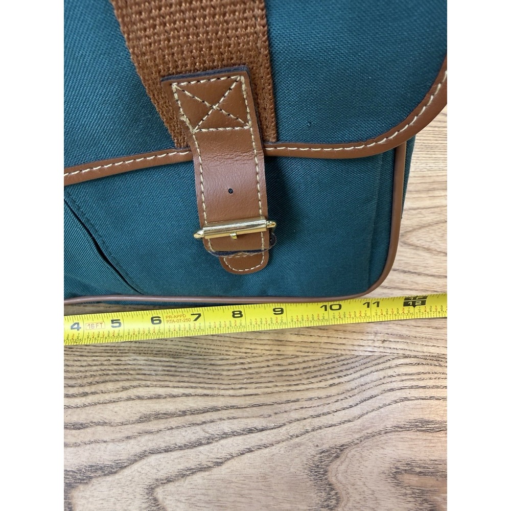 Vintage Polo Ralph Lauren Crossbody Bag Green Canvas Leather Trim Shoulder Strap - Picture 7 of 10